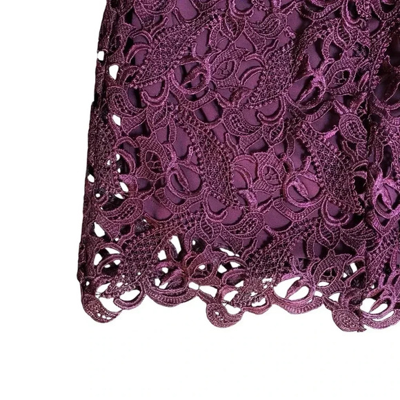 Alice + Olivia Burgundy Lace Dress XS Sheath Open Back Scallop Party Cocktail - Picture 11 of 14